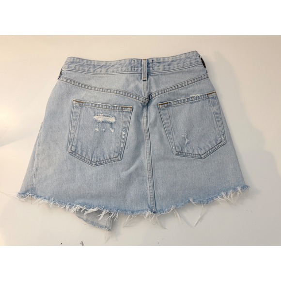 Agolde Skewed Skirt Womens Distressed 26 Light Blue Denim Mini - Picture 2 of 8